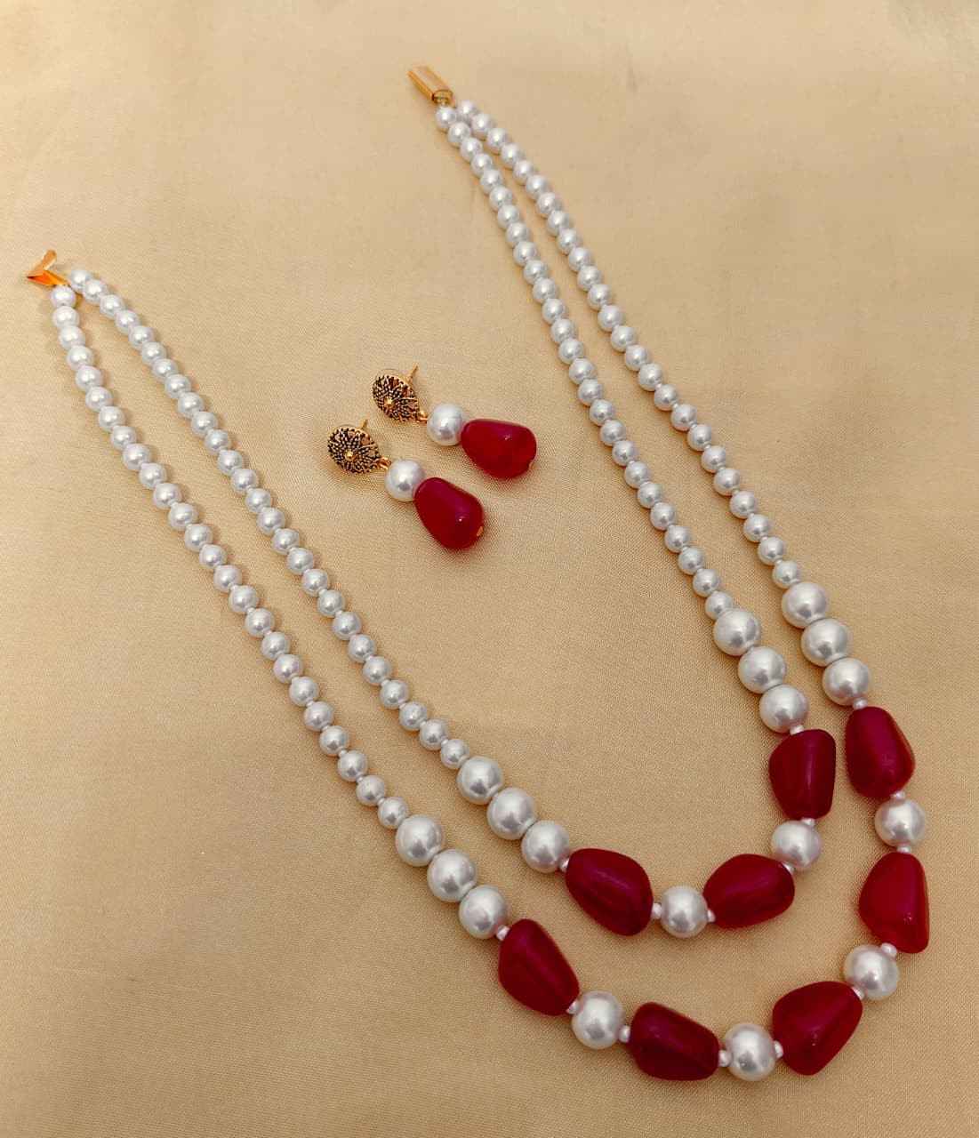 Beautiful Premium Quality Pearl Double Layer Necklace With Kundan Tops....