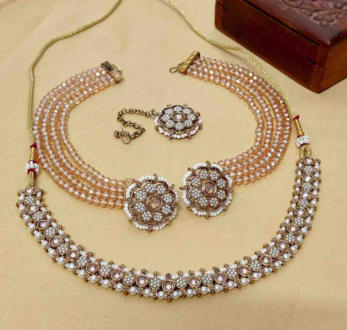 Beautiful Premium Quality Reverse Ad Stone Work Pakistani  Chokker With Beautiful Shara With Studs A