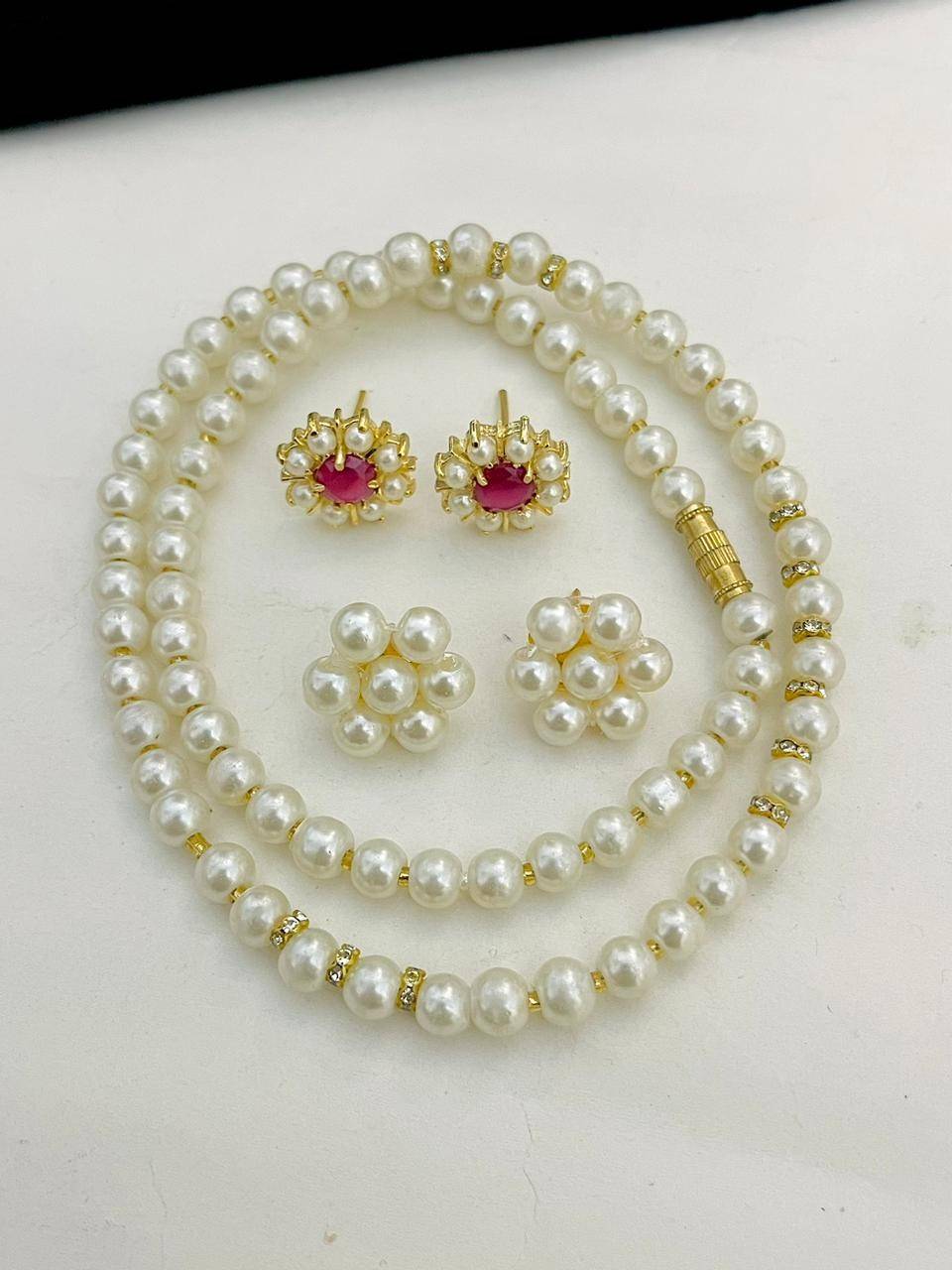 Beautiful Premium Quality Pearl Mala ? With 2 Pairs Of Tops….