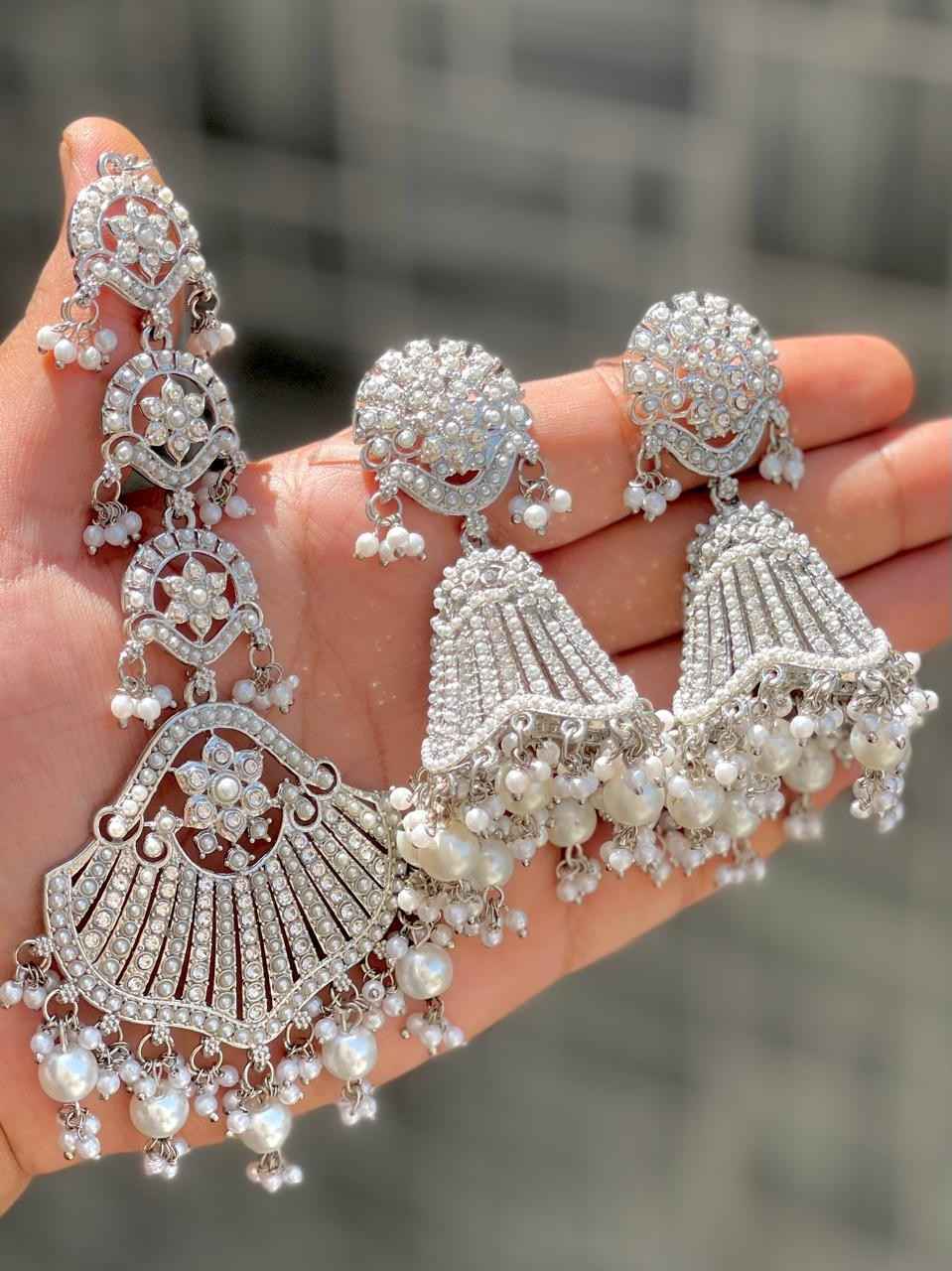 Beautiful Premium Quality Reverse Ad Stone Work Jhumka And Tika...