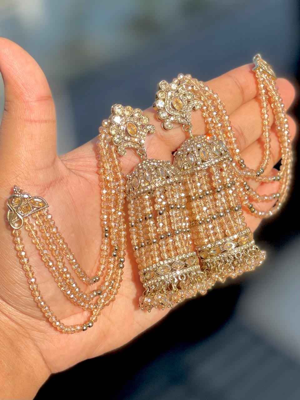 Beautiful Premium Quality  Crystal Beads Work Bahubali Jhumka....