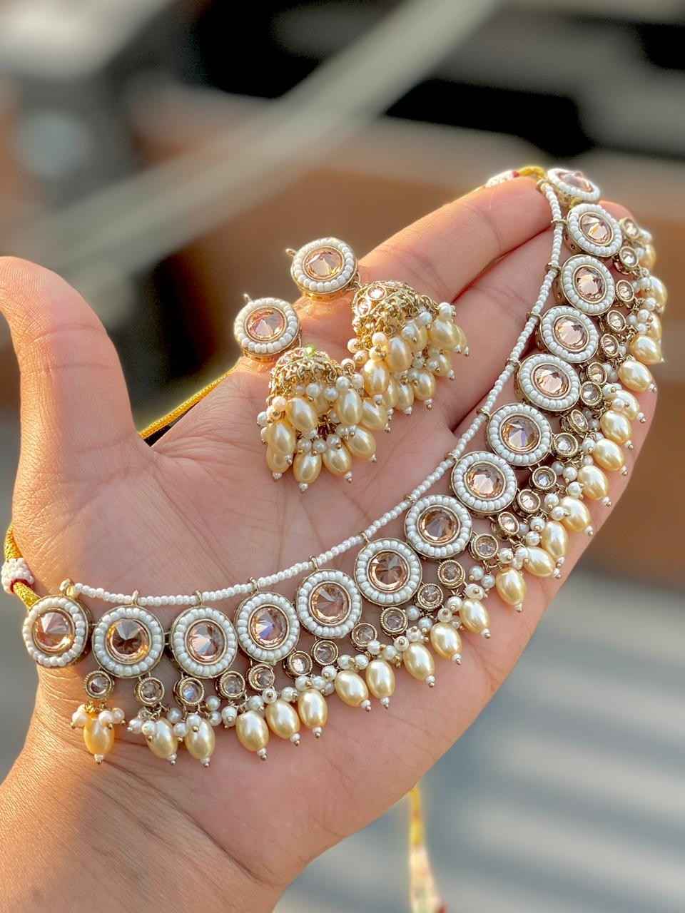 Beautiful Premium Quality Reverse Ad Stone Work Chokker With Beautiful Jhumki....