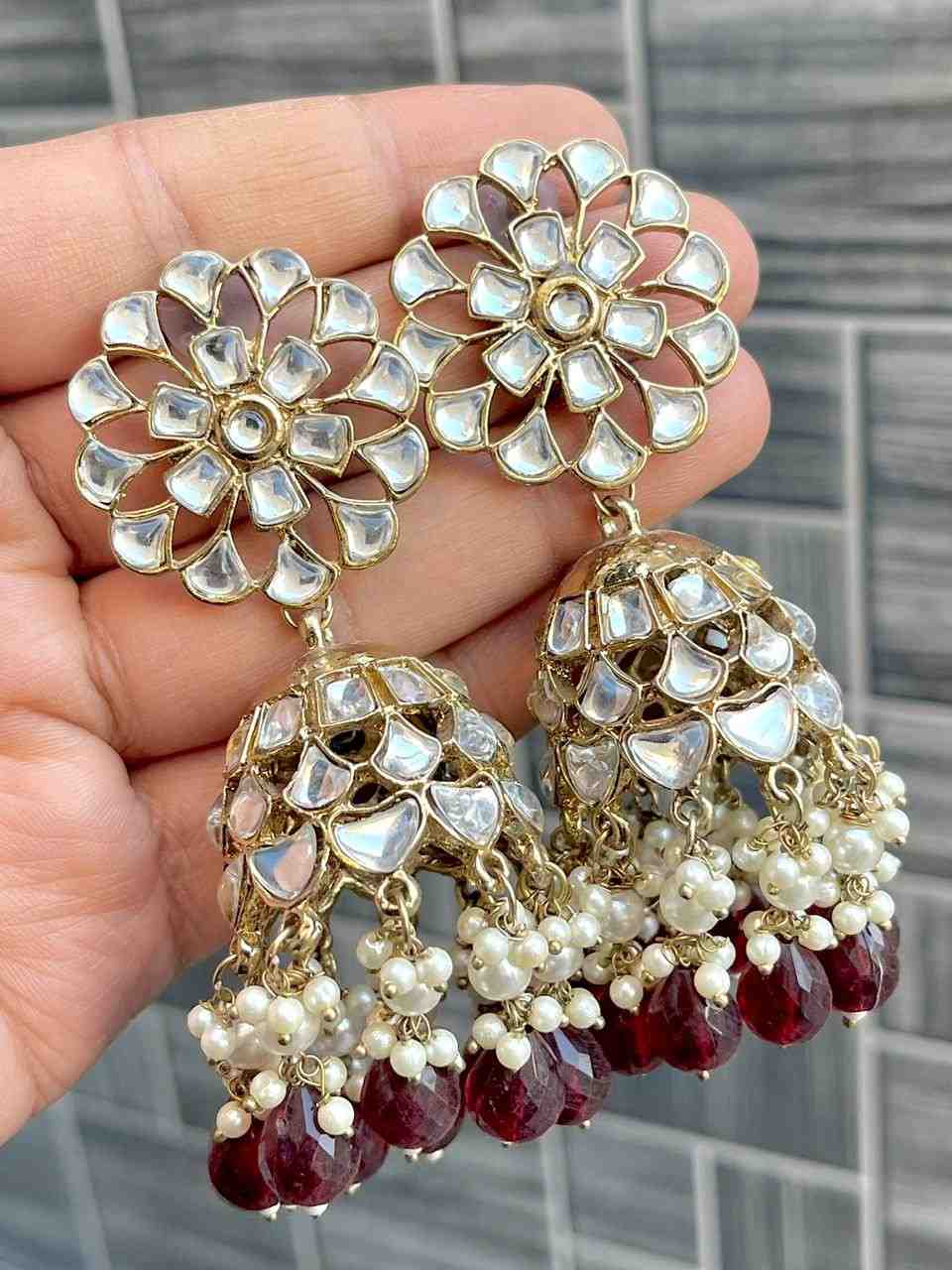 Beautiful Premium Quality  Mehndi Polish Kundan Jhumka….