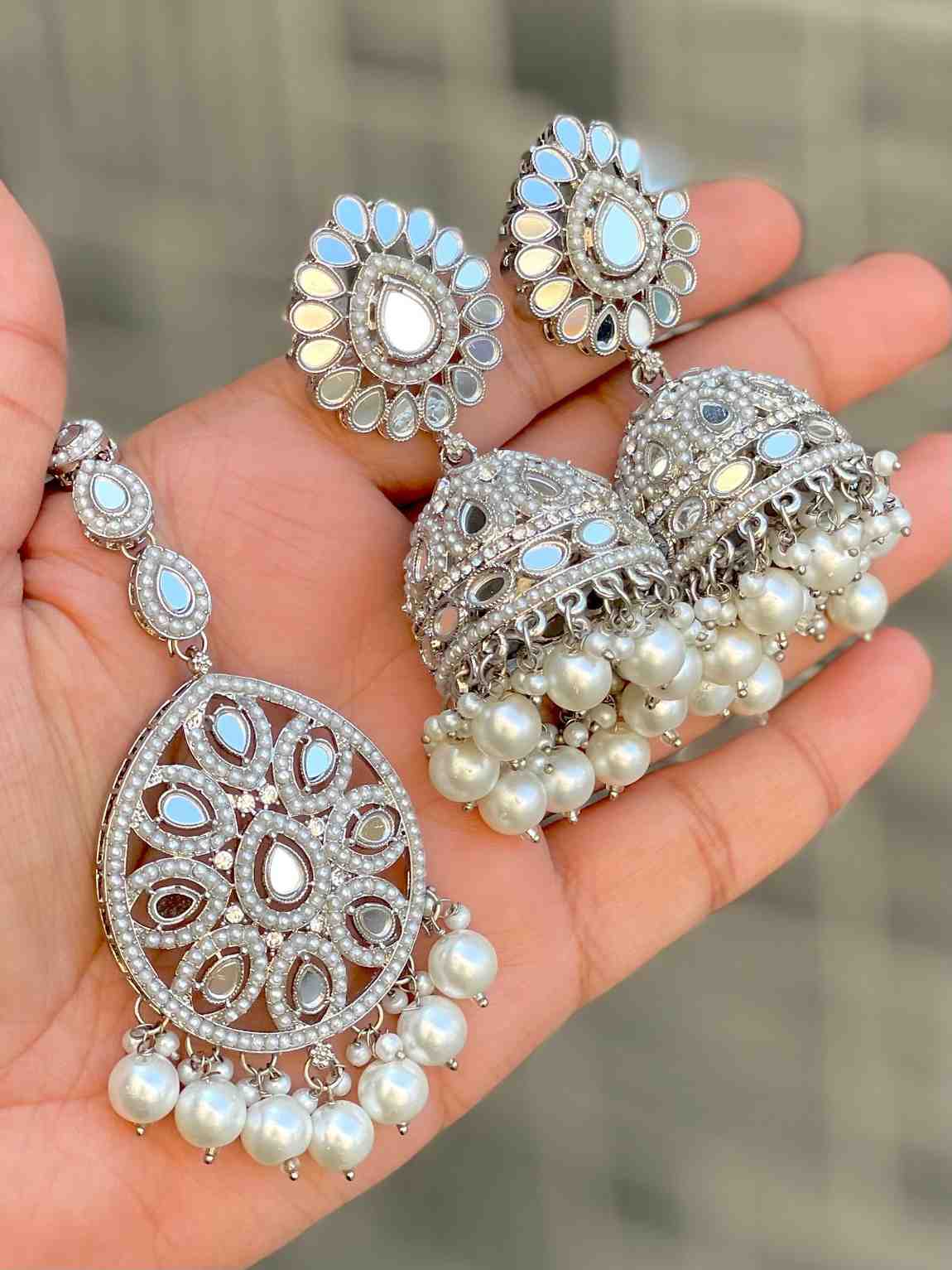 Beautiful Premium Quality Reverse Ad Pakistani Work Jhumka With Big Size Tika….