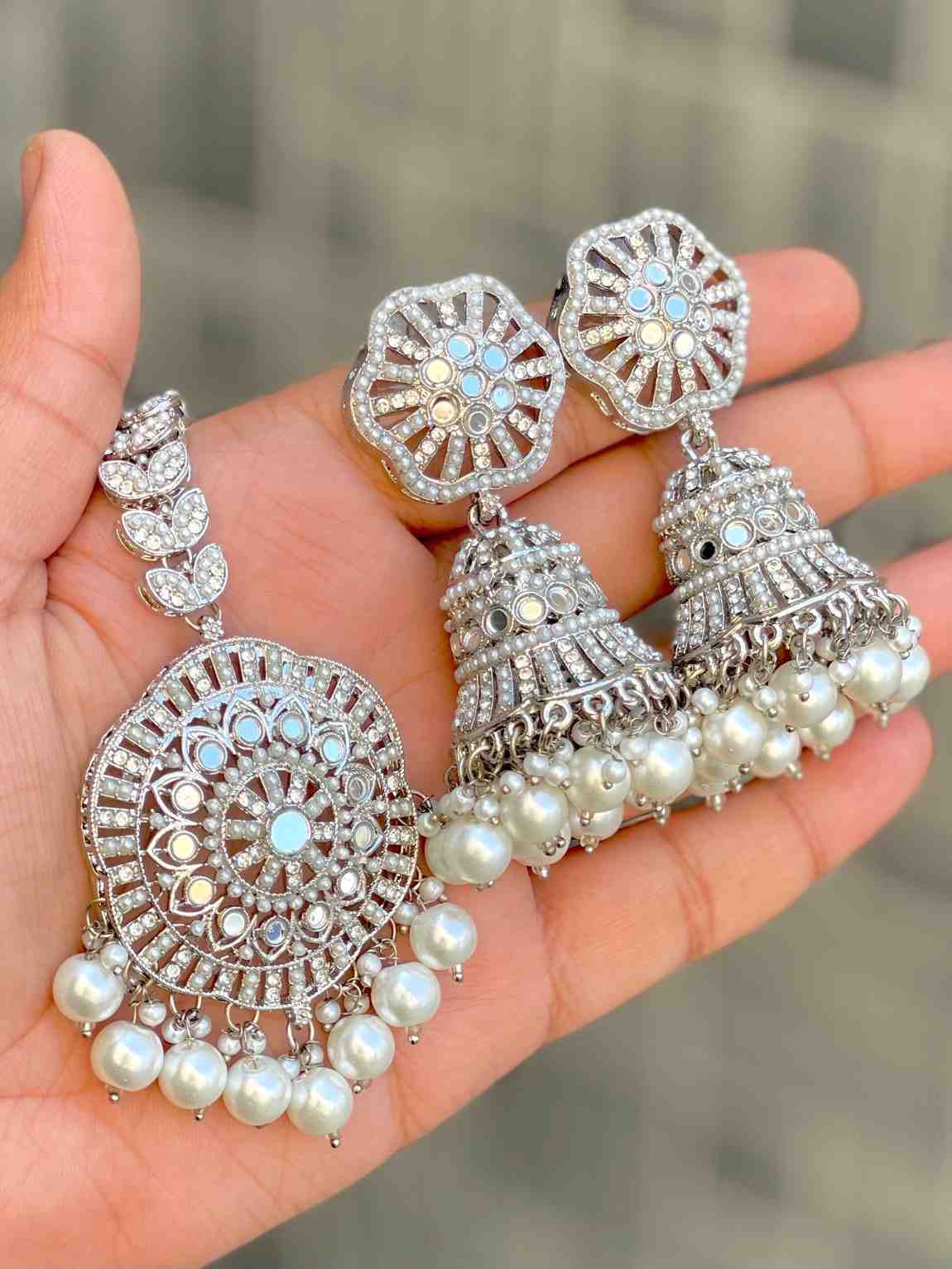 Beautiful Premium Quality Reverse Ad Pakistani Work Jhumka With Big Size Tika….