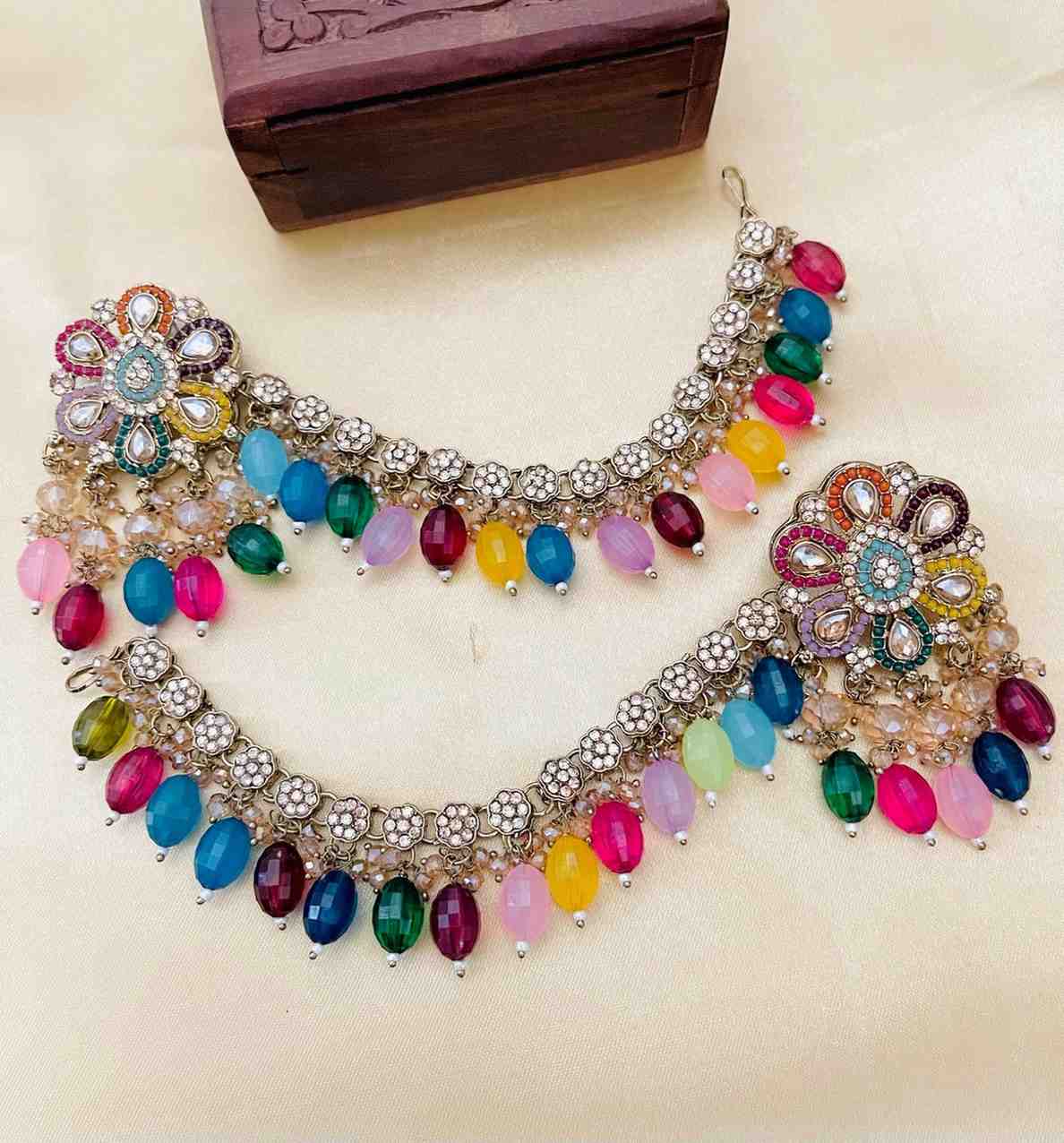 Beautiful Premium Quality Reverse Ad Stone Work Pakistani Shara Earrings....