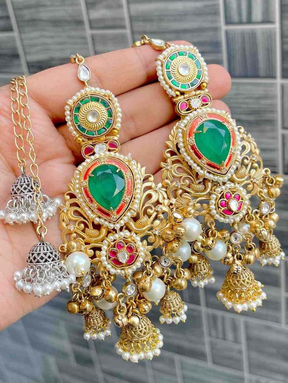 Beautiful Premium Quality Kashmiri Kan Chain Hanging Original Pachi Work...