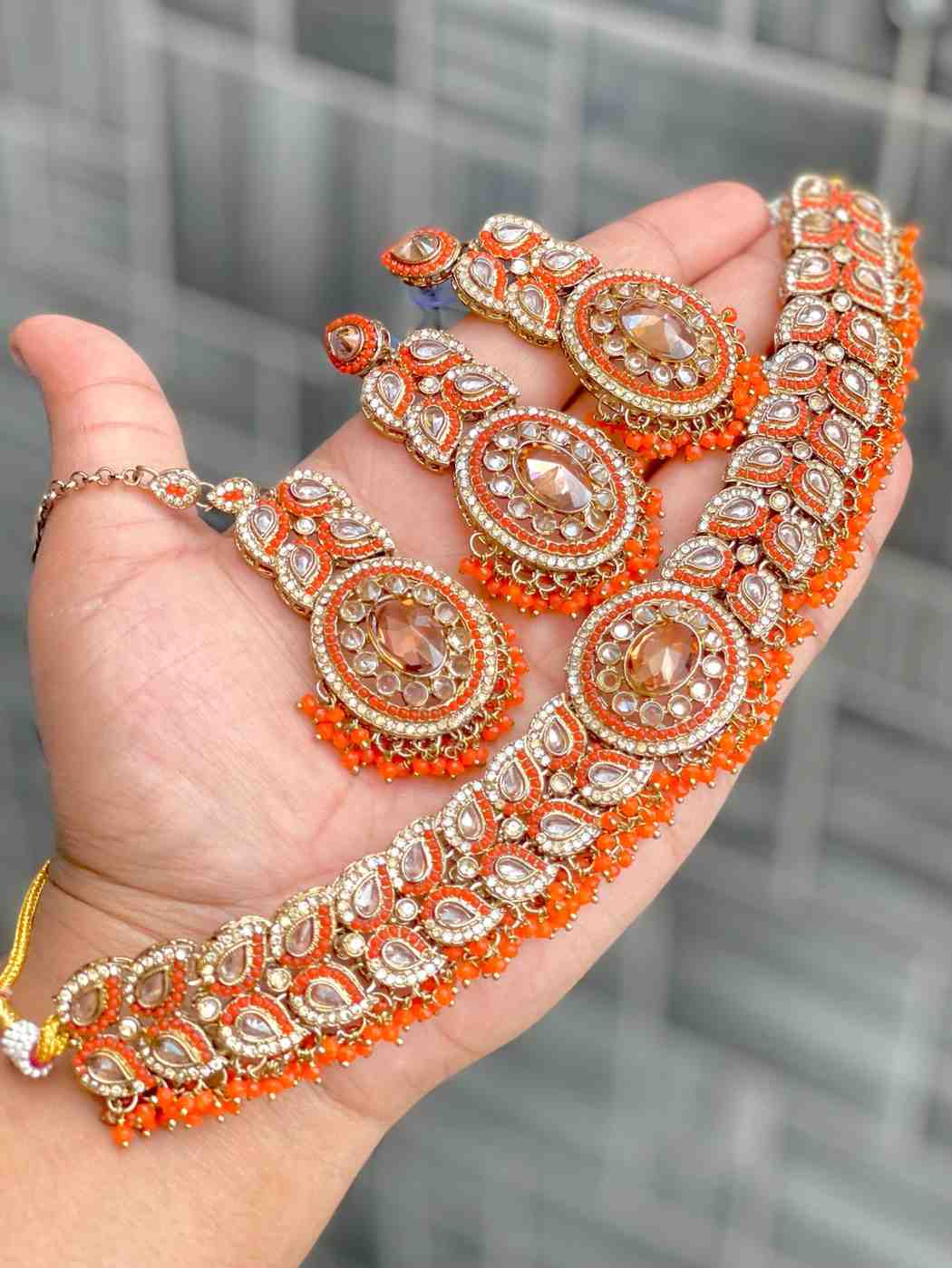 Beautiful Premium Quality Reverse Ad Stone Work Chokker With Beautiful Reverse Ad Stone Work Earring