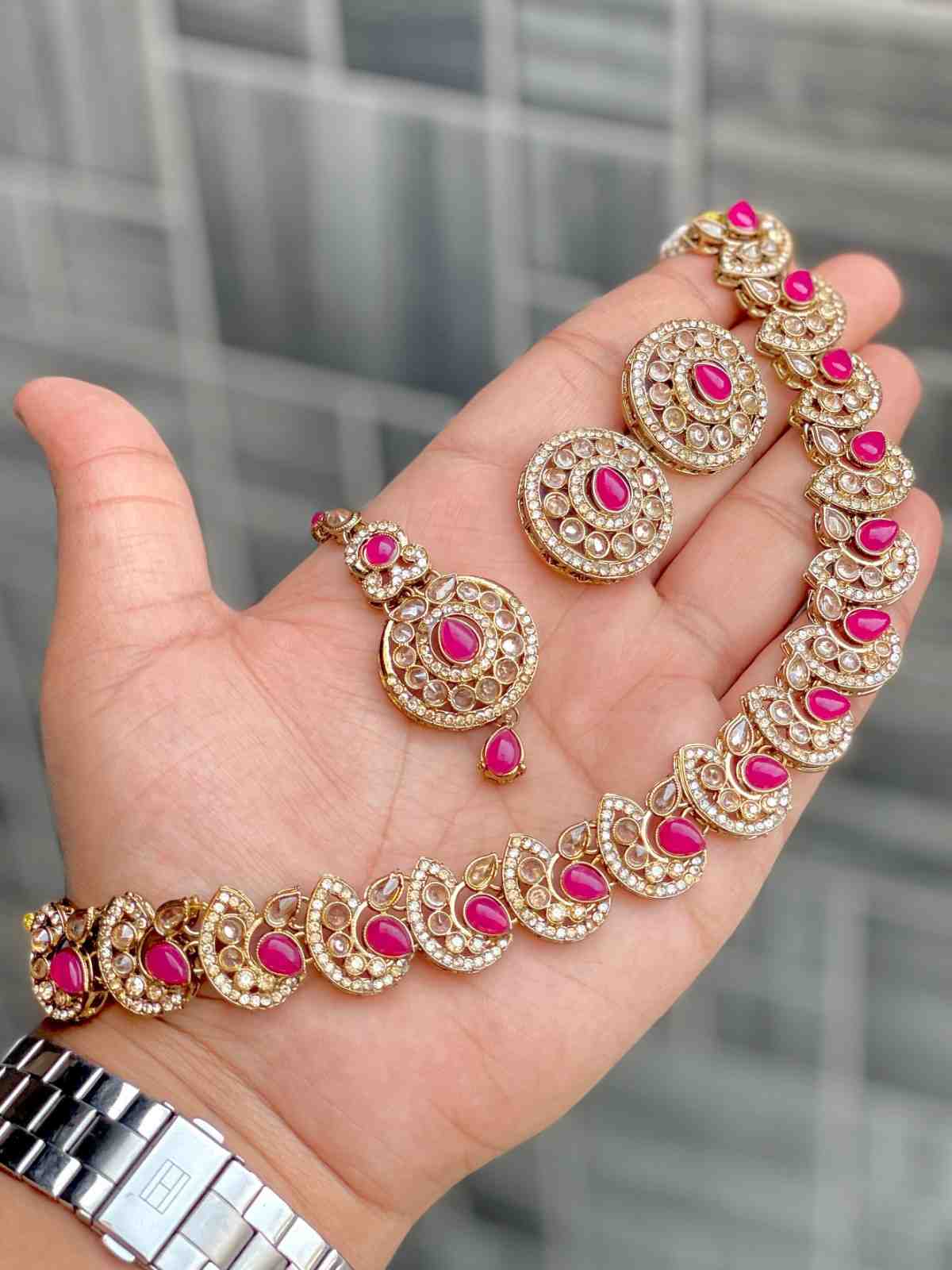 Beautiful Premium Quality Reverse Ad Stone Work Chokker With Beautiful Reverse Ad Stone Work Studs A