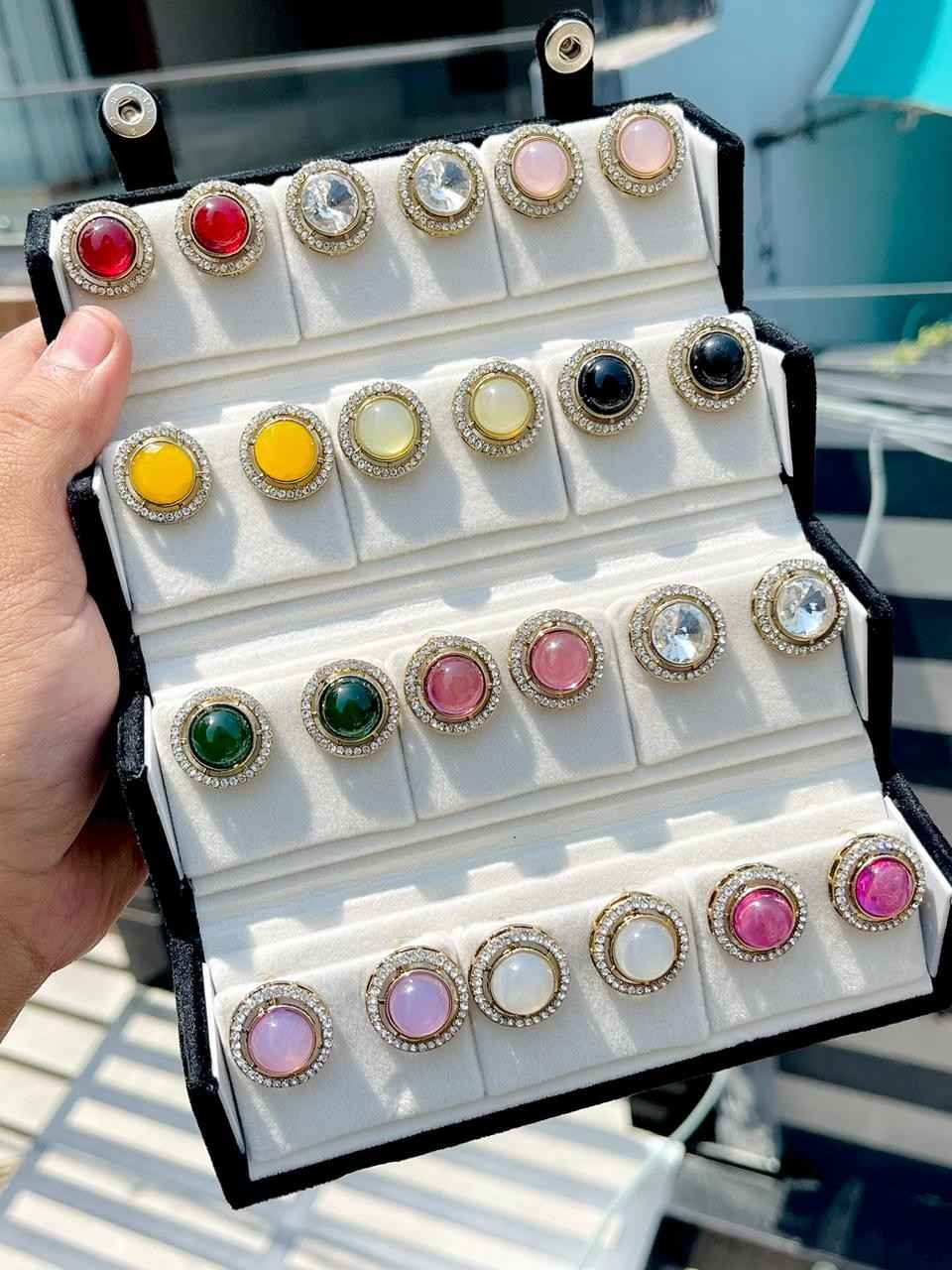 Beautiful Premium Quality Kundan Studs Box Of 12 Pairs