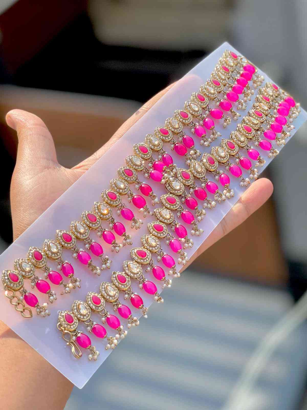 Beautiful Premium Quality Reverse Ad Stone  Work Pakistani  Payal Pair...