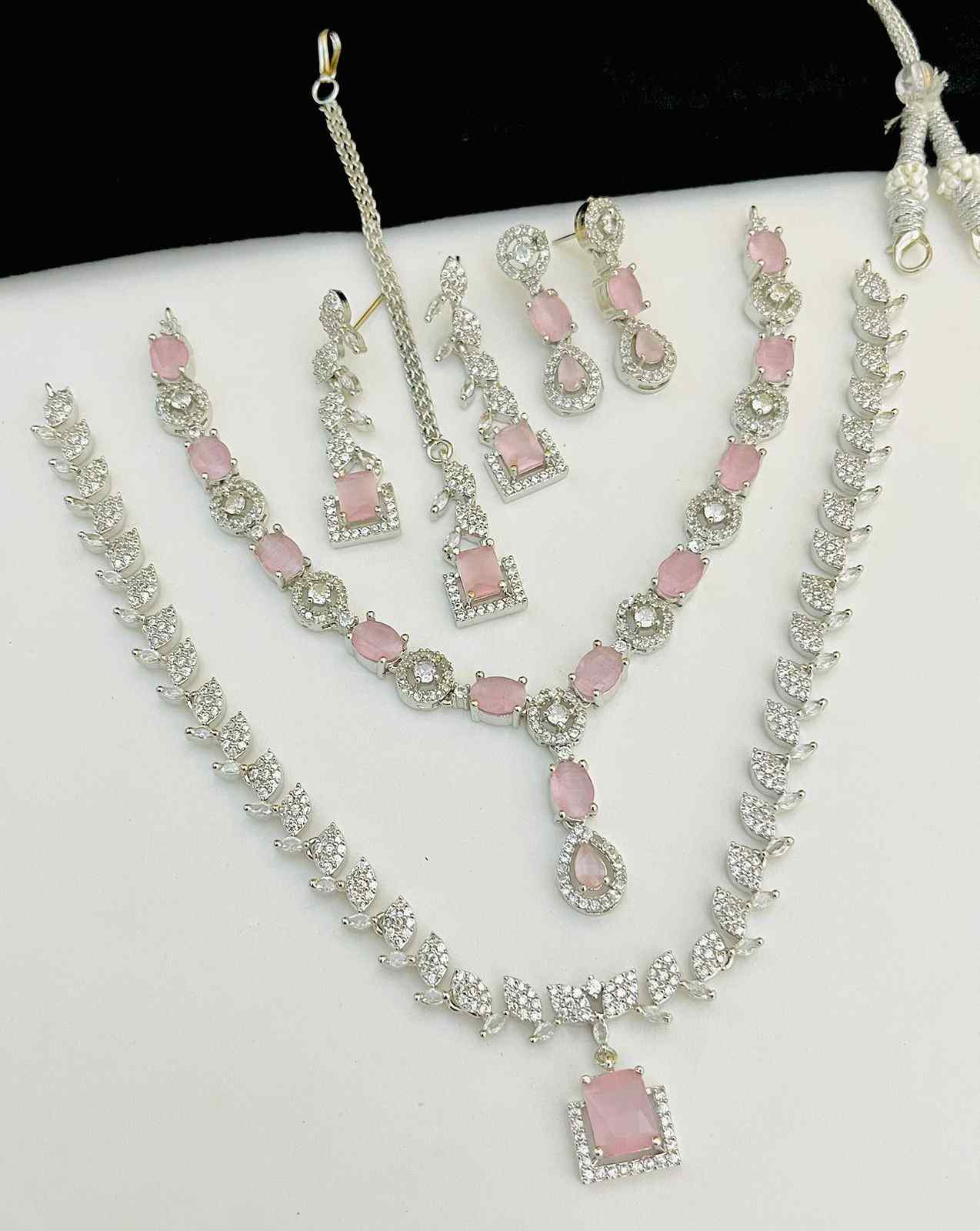 Beautiful Premium Quality American Diamond 2 Pc’s Necklace Combo Sets.... Offer Price