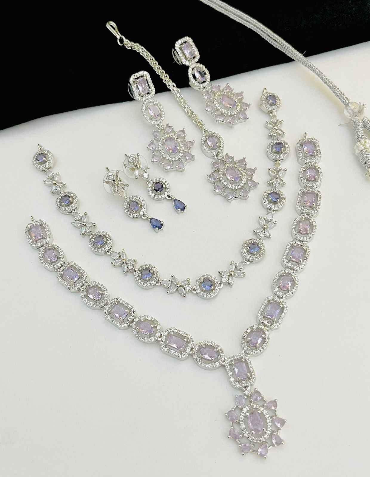 Beautiful Premium Quality American Diamond 2 Pc’s Necklace Combo Sets.... Offer Price
