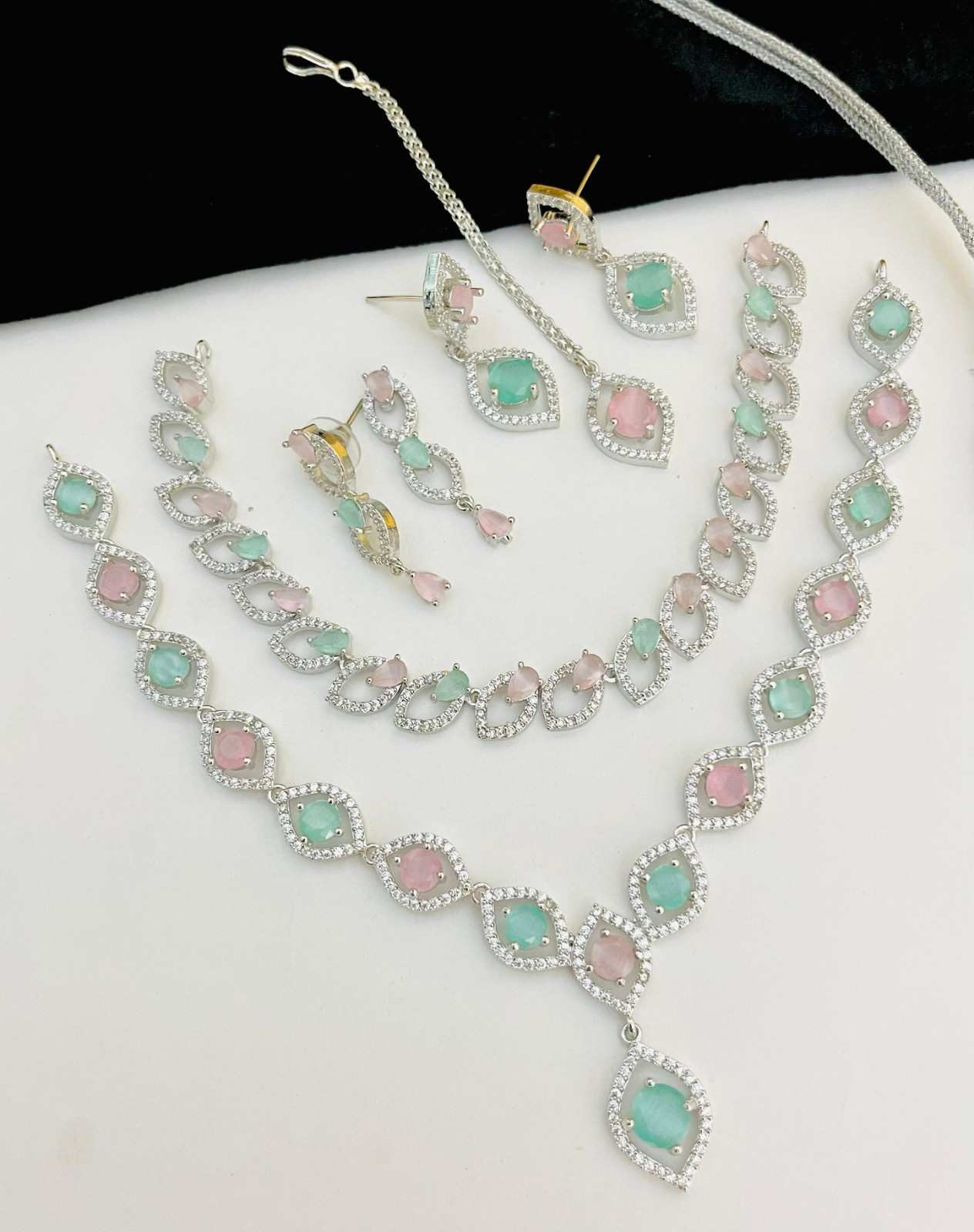 Beautiful Premium Quality American Diamond 2 Pc’s Necklace Combo Sets.... Offer Price