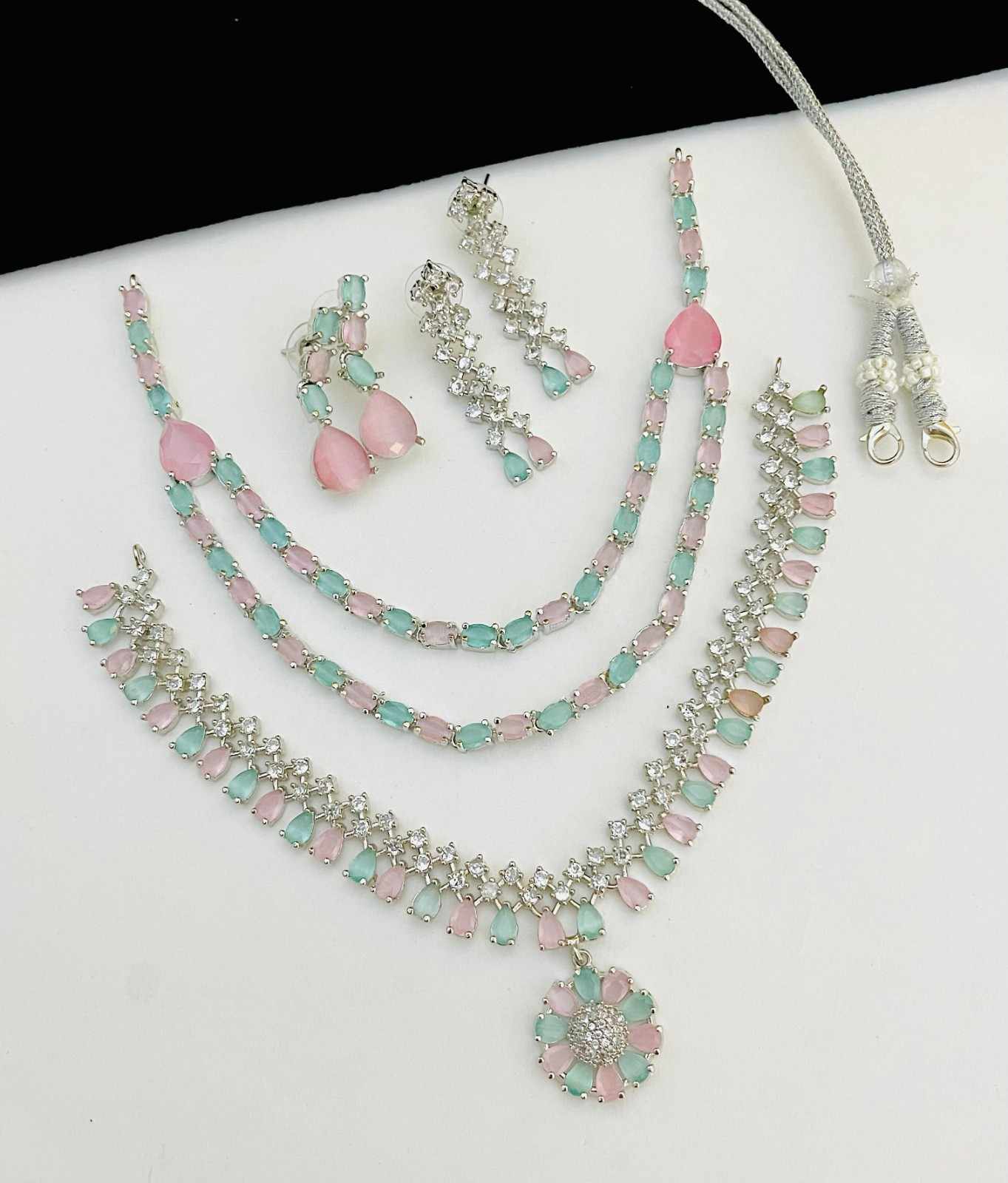 Beautiful Premium Quality American Diamond 2 Pc’s Necklace Combo Sets.... Offer Price