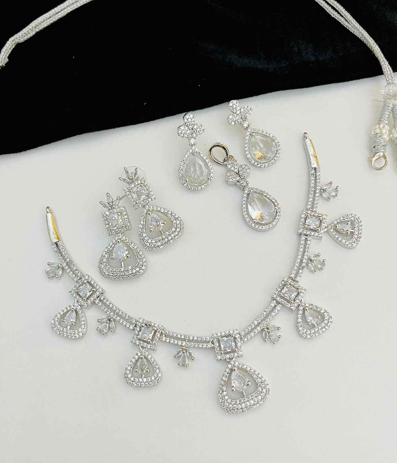 Beautiful Premium Quality American Diamond 2 Pc’s Necklace Combo Sets.... Offer Price