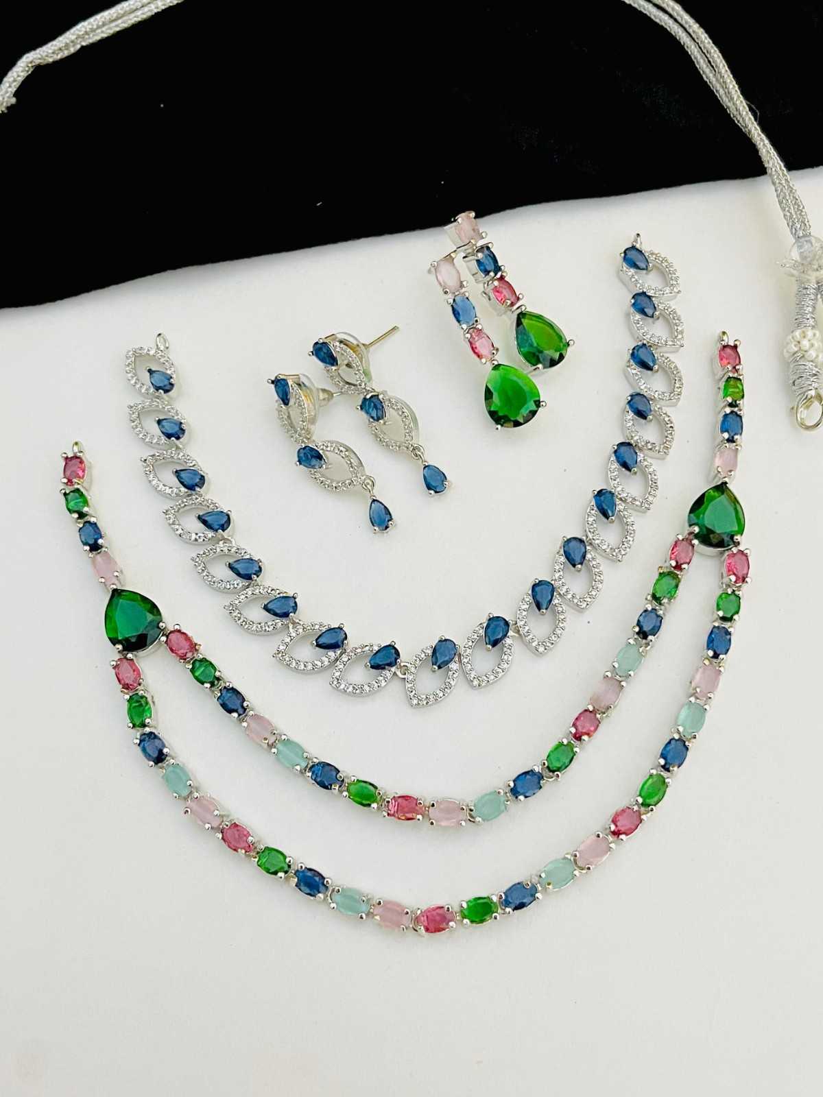 Beautiful Premium Quality American Diamond 2 Pc’s Necklace Combo Sets.... Offer Price