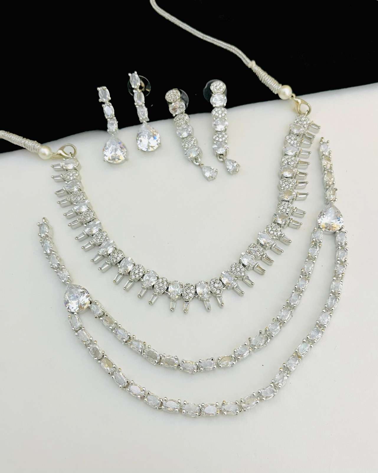 Beautiful Premium Quality American Diamond 2 Pc’s Necklace Combo Sets.... Offer Price