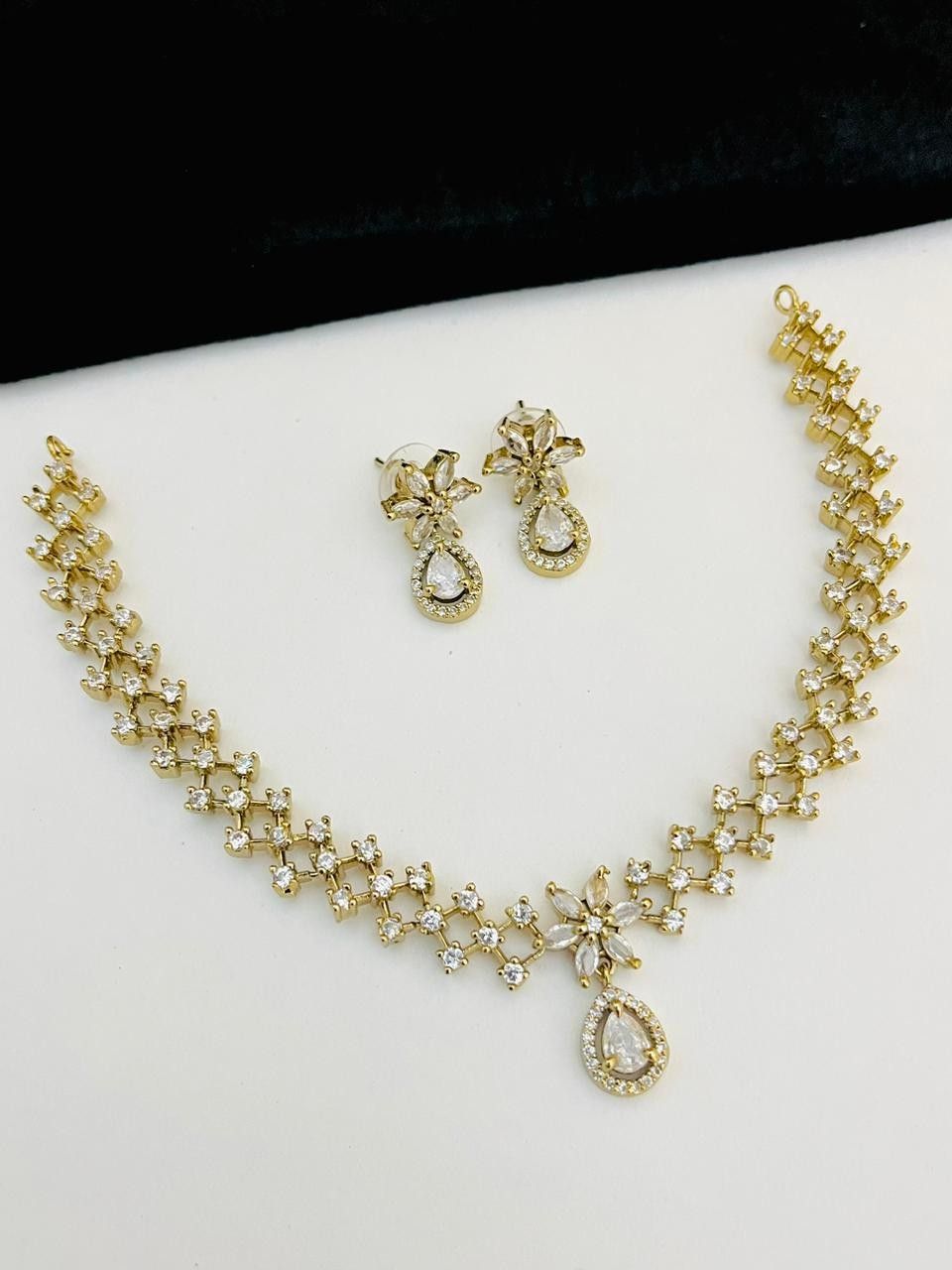 Beautiful Premium Quality American Diamond Necklace With Beautiful Tops....