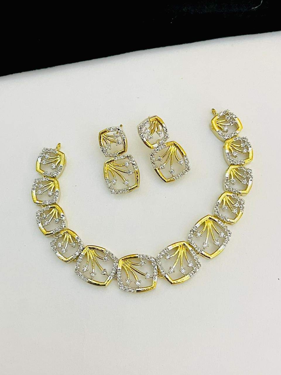 Beautiful Premium Quality American Diamond Necklace With Beautiful  Earrings....