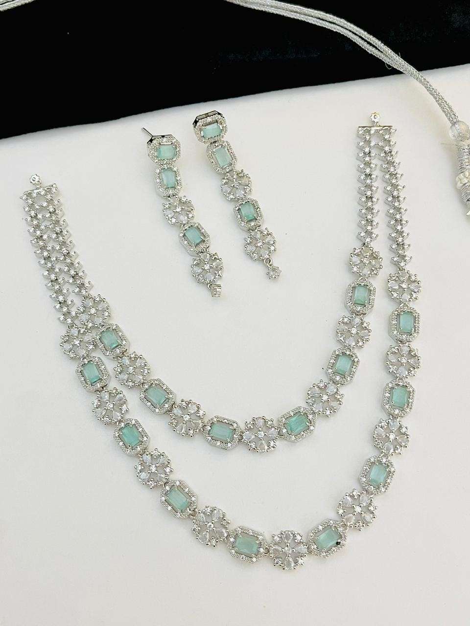 Beautiful Premium Quality American Diamond Necklace With Beautiful  Earrings.... All Offer Price