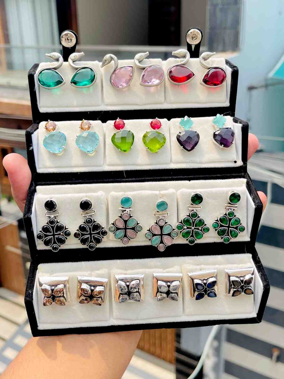 Beautiful Premium Quality 92.5 Sterling Silver Polish Original German Silver Studs Pack Of 12 Pairs.