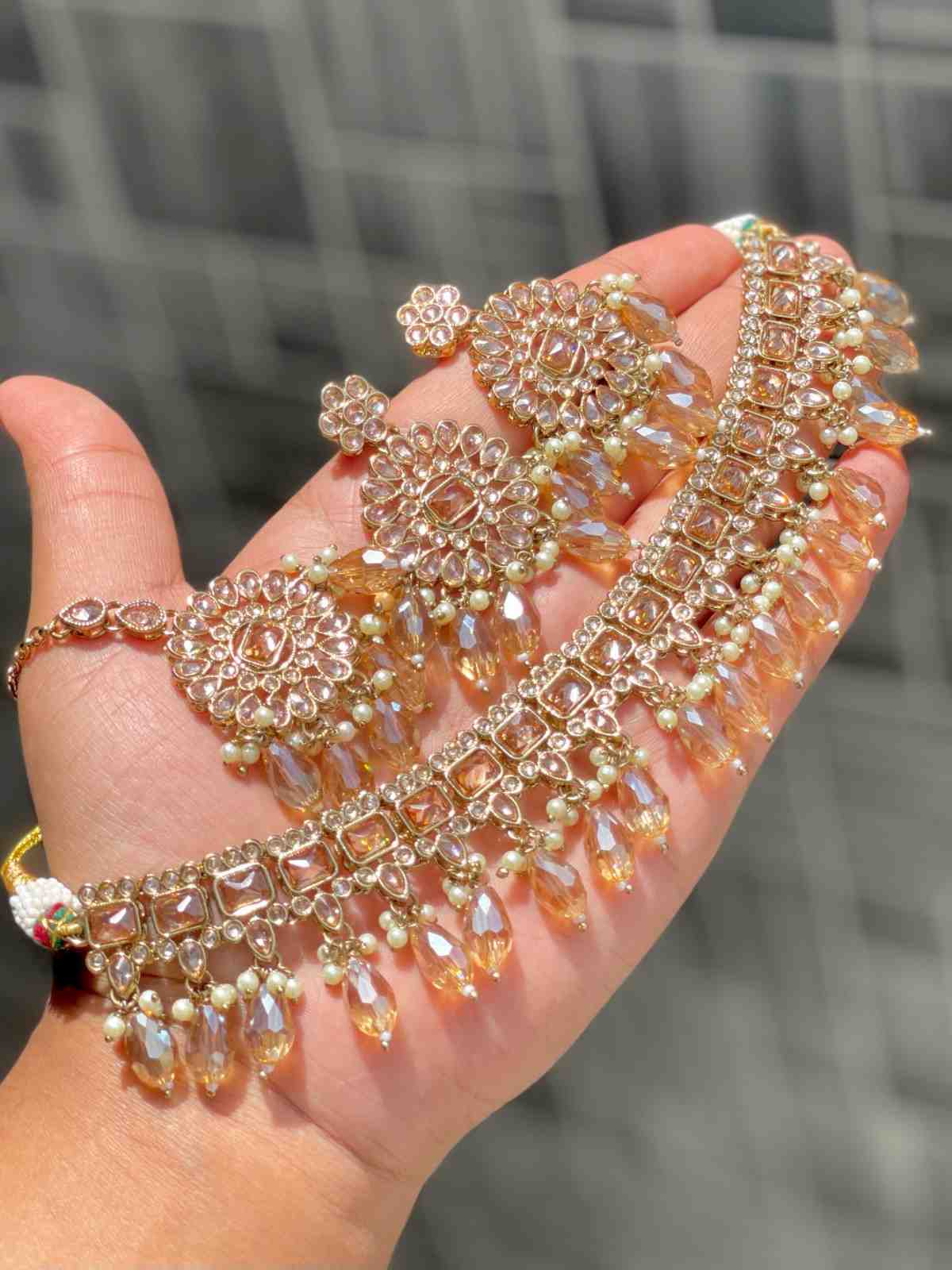 Beautiful Premium Quality Reverse Ad Stone Work  Necklace With Beautiful Earring And Tika…