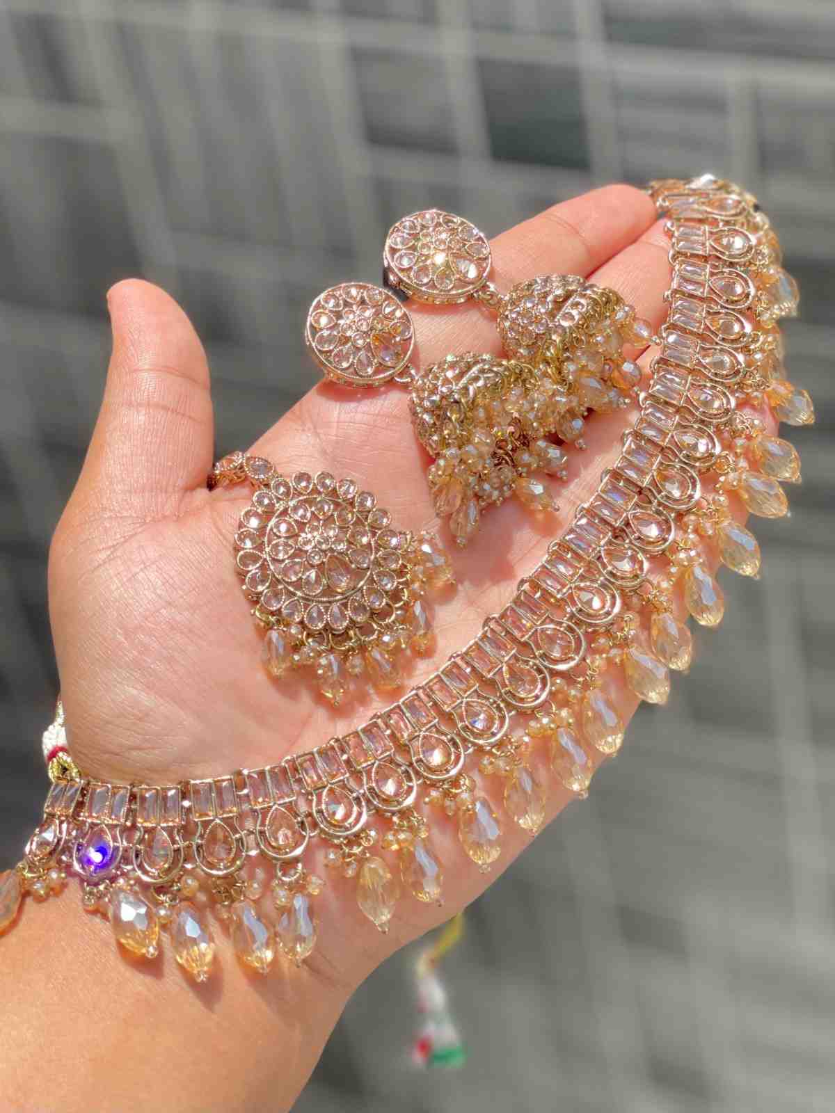 Beautiful Premium Quality Reverse Ad Stone Work  Necklace With Beautiful Earring And Tika…