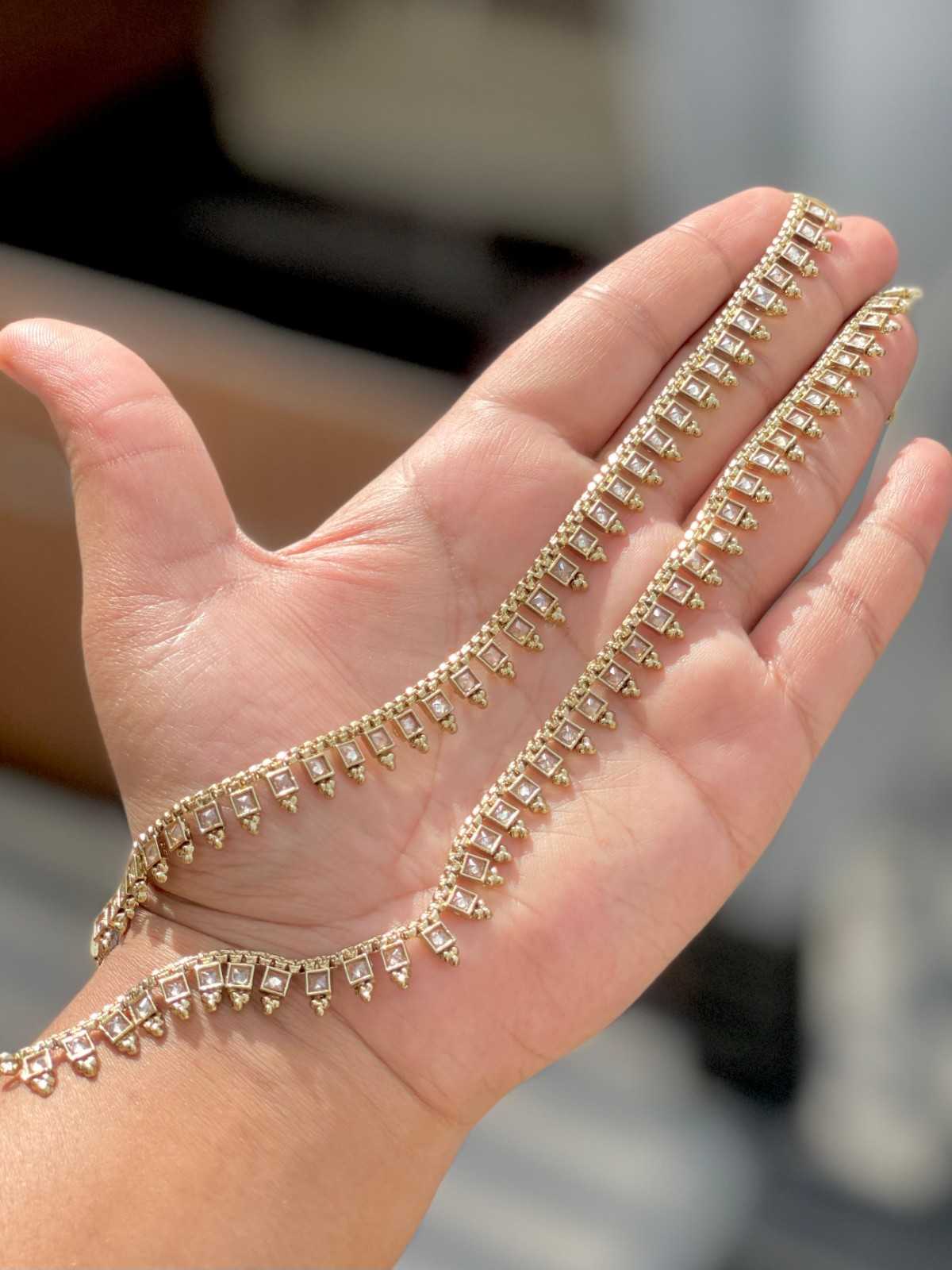 Beautiful Premium Quality Reverse Ad Stone  Work Brass  Payal Pair...