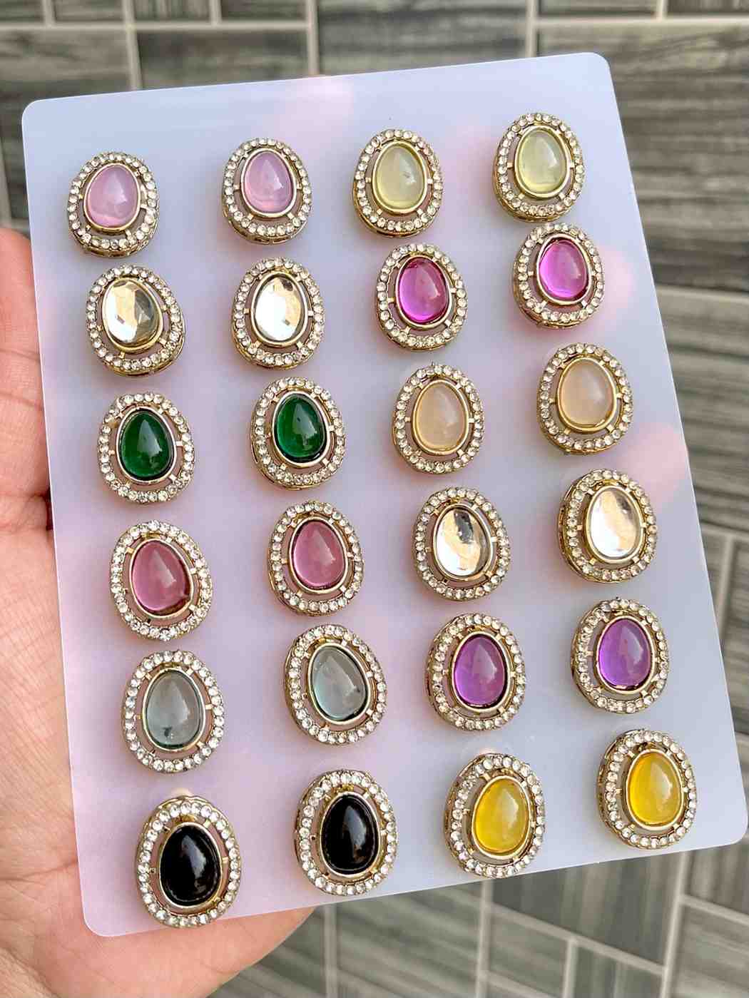 Beautiful Premium Quality Kundan Studs Pack Of 12 Pairs…