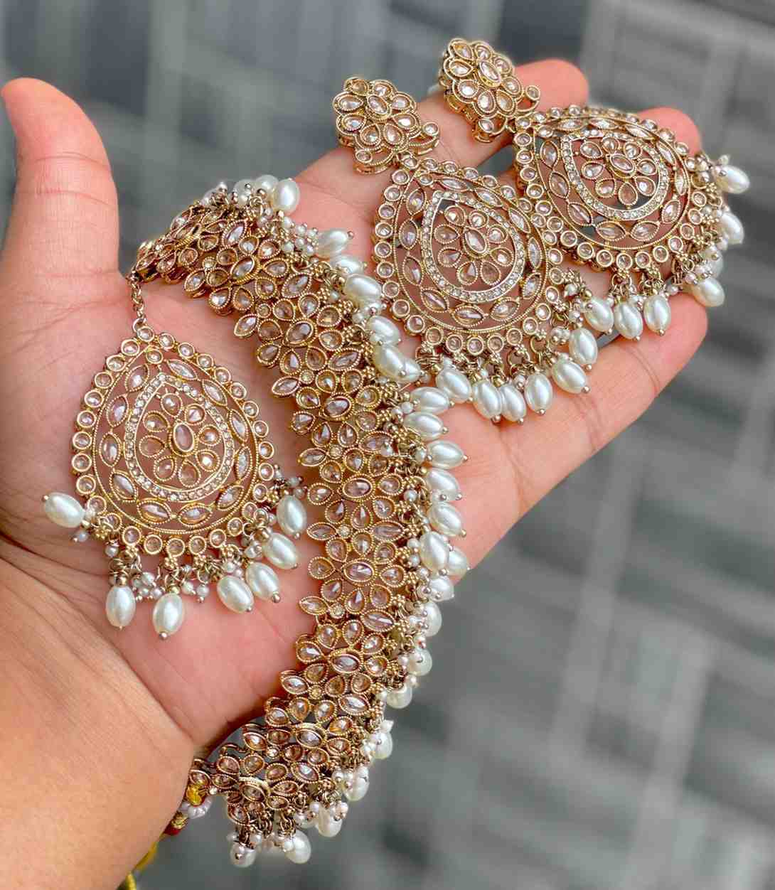 Beautiful Premium Quality Reverse Ad Stone Work Pakistani Necklace With Beautiful Earrings And Tika…