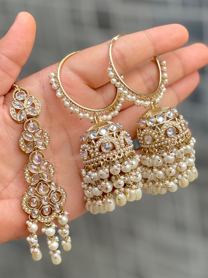 Pearl Earrings and Tikka