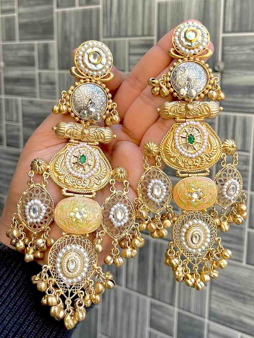 Kashmiri Big Size Jaipuri Statement Earrings
