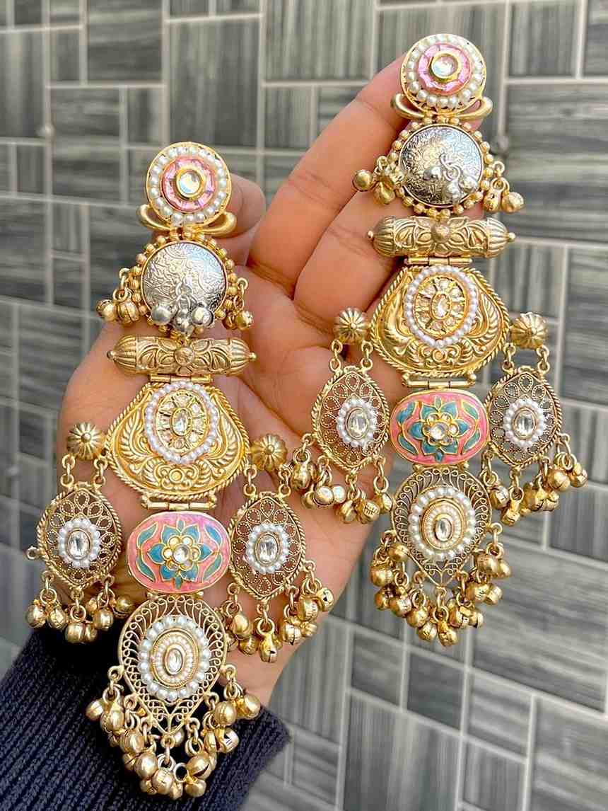 Kashmiri Big Size Jaipuri Statement Earrings