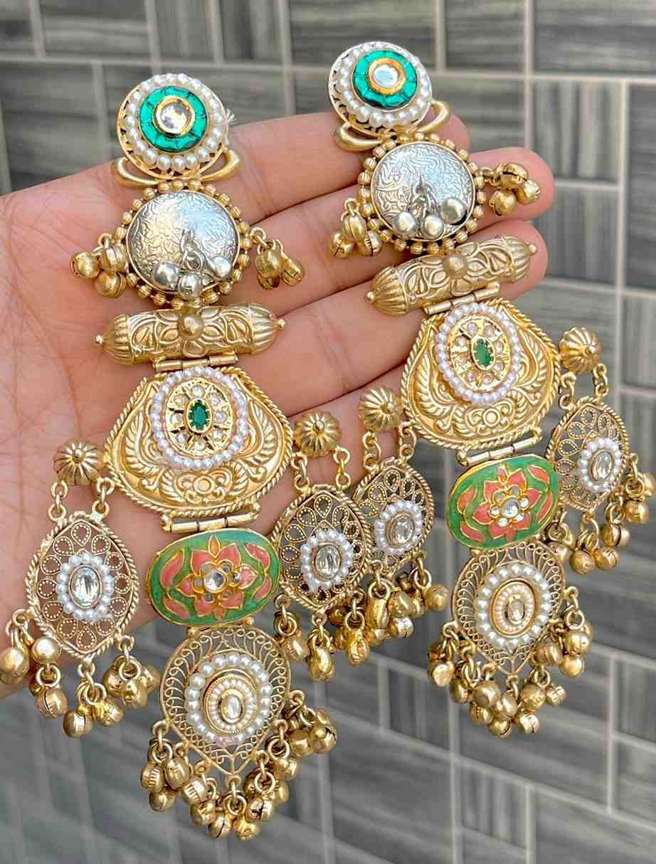 Kashmiri Big Size Jaipuri Statement Earrings