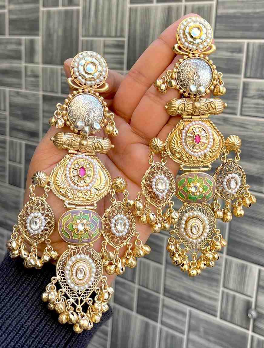 Kashmiri Big Size Jaipuri Statement Earrings