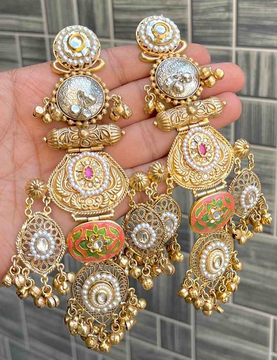 Kashmiri Big Size Jaipuri Statement Earrings