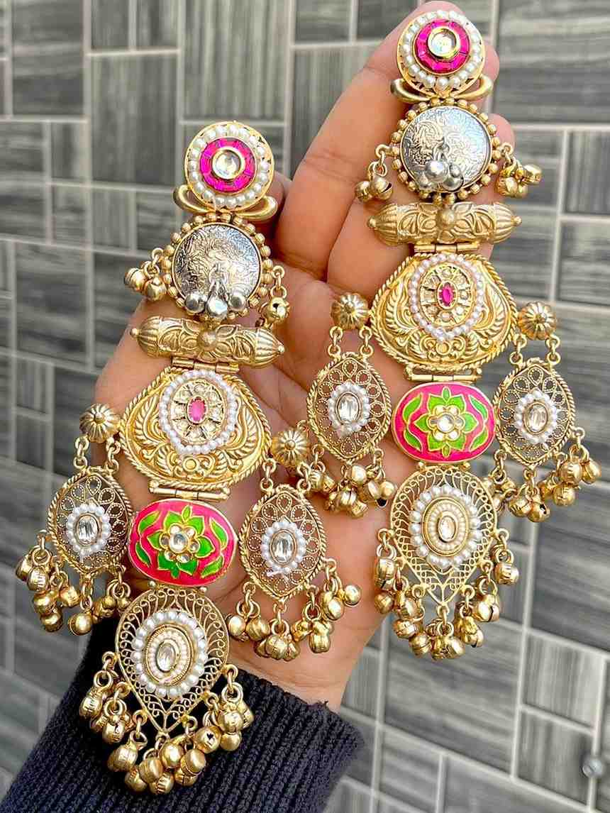 Kashmiri Big Size Jaipuri Statement Earrings