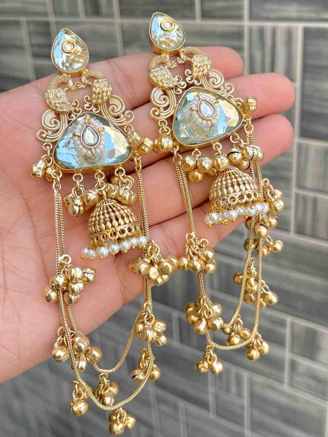 Kashmiri Big Size Jaipuri Statement Earrings