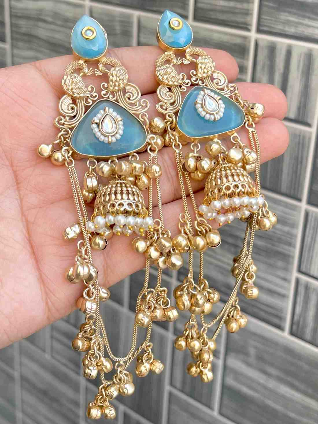 Kashmiri Big Size Jaipuri Statement Earrings