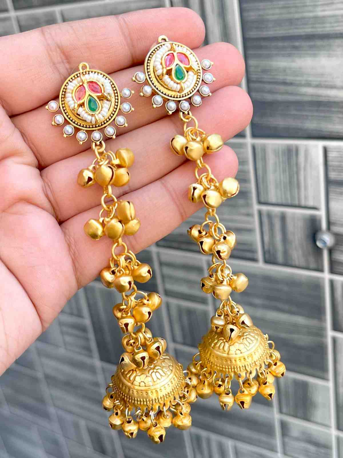 Kashmiri Big Size Jaipuri Statement Earrings