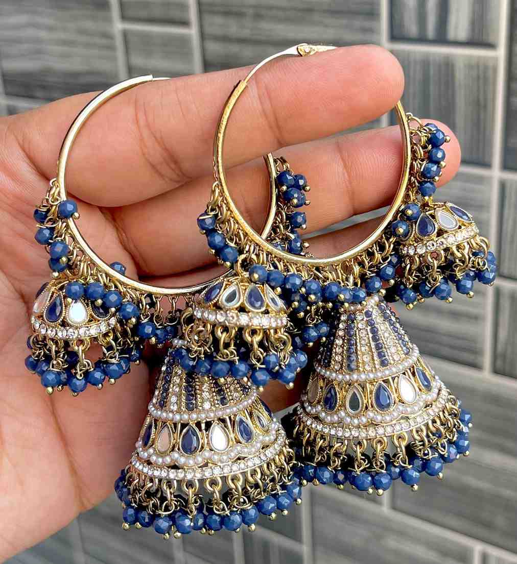 Pakistani Look Mirror Work Bali Jhumka