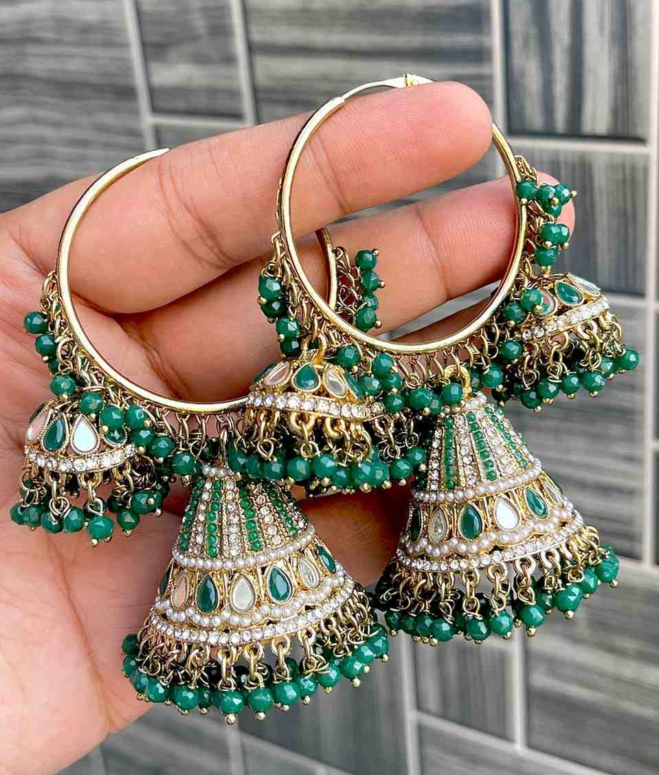 Pakistani Look Mirror Work Bali Jhumka