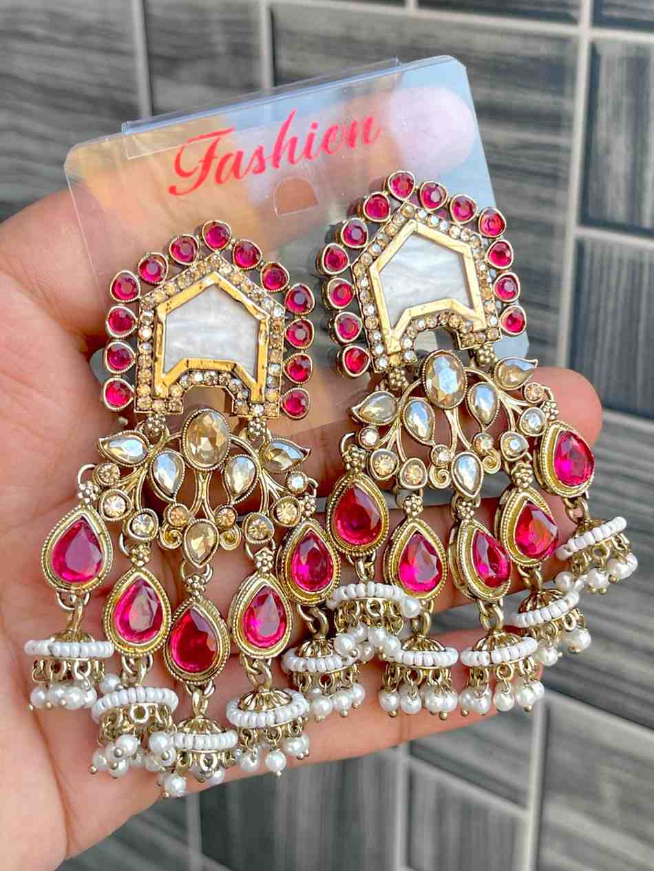 Reverse Ad Stone Work Statement Earrings