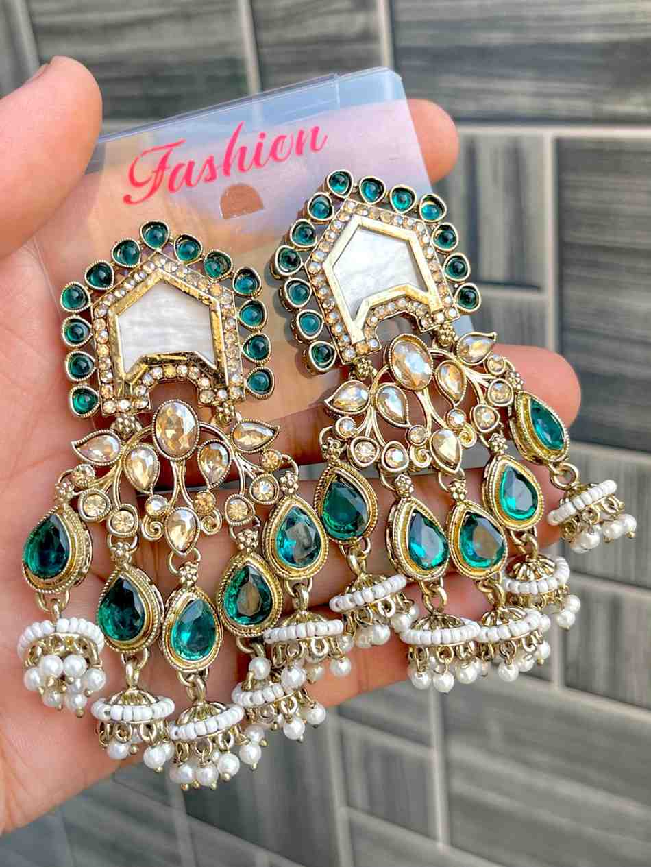 Reverse Ad Stone Work Statement Earrings