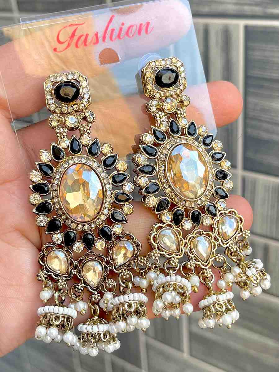 Reverse Ad Stone Work Statement Earrings