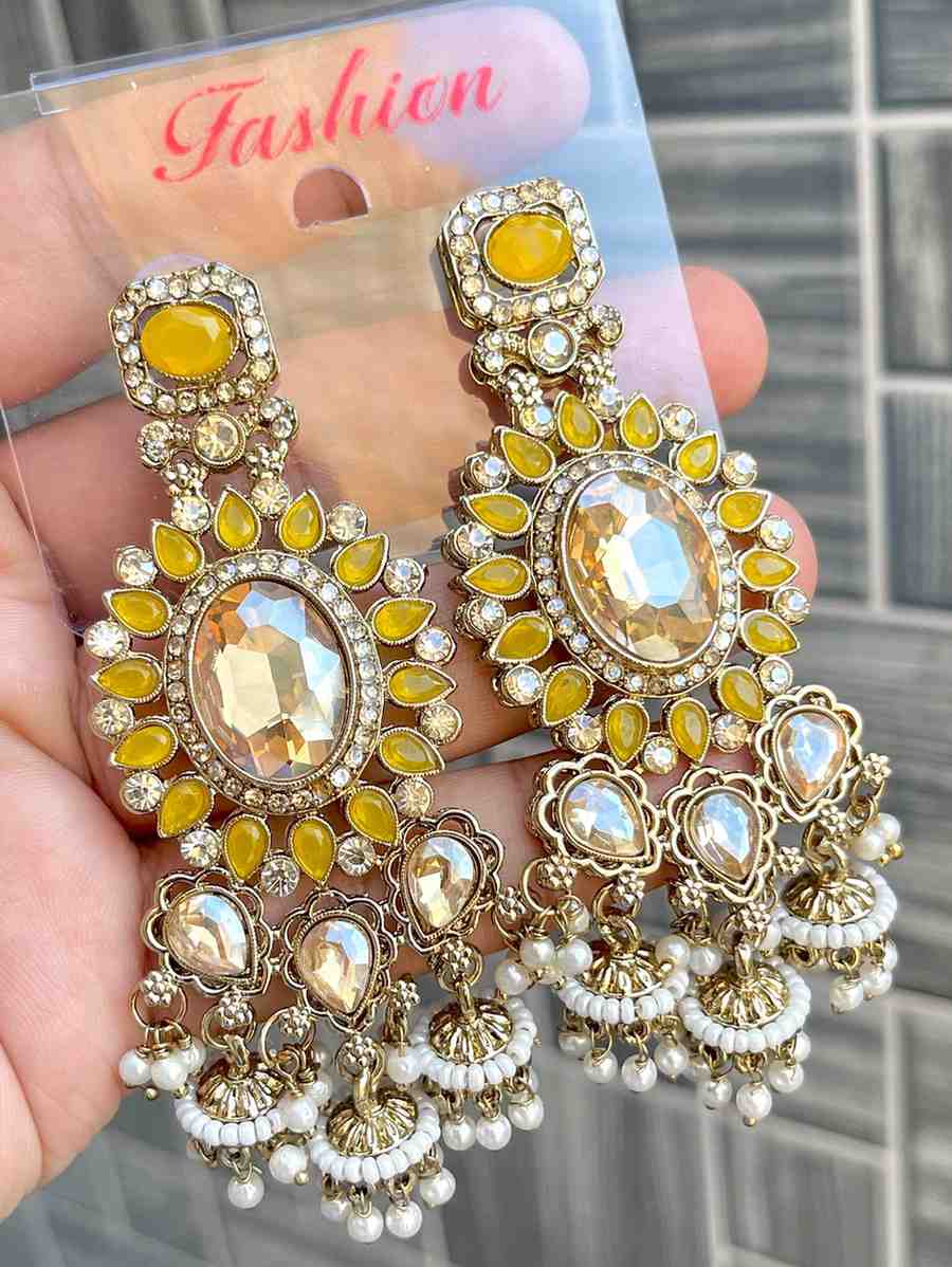Reverse Ad Stone Work Statement Earrings