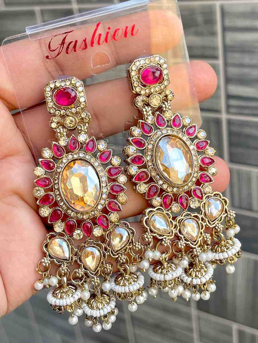 Reverse Ad Stone Work Statement Earrings