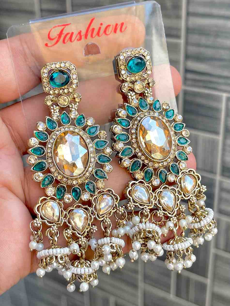 Reverse Ad Stone Work Statement Earrings