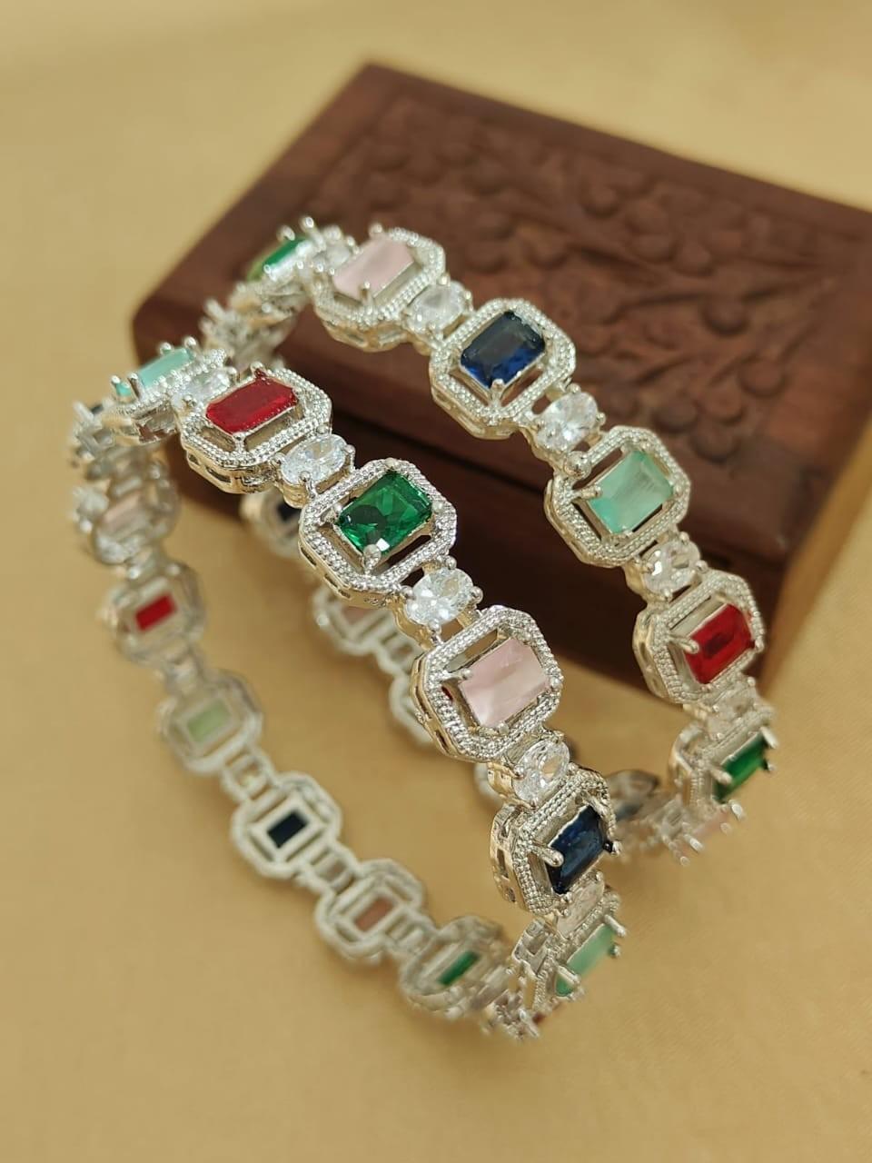 2 Pcs American Diamond Bangle Set